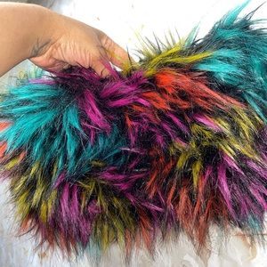 Multi color Faux Fir clutch